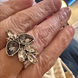 Elegant Silver and Black Gemstone Ring